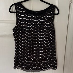 White House Black Market Black and Silver Sequin Blouse